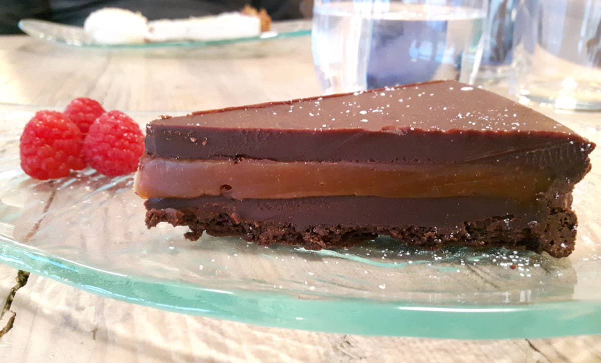 Chocolate and Salted Caramel Tart, The Boathouse, Glencaple Evening Menu